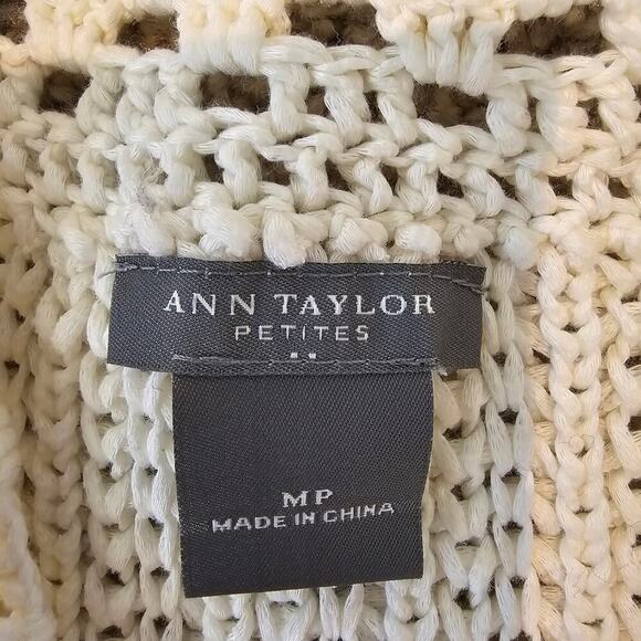 Ann Taylor Ivory Lace Crochet Sweater Cardigan Sz MP (710) - Picture 8 of 14